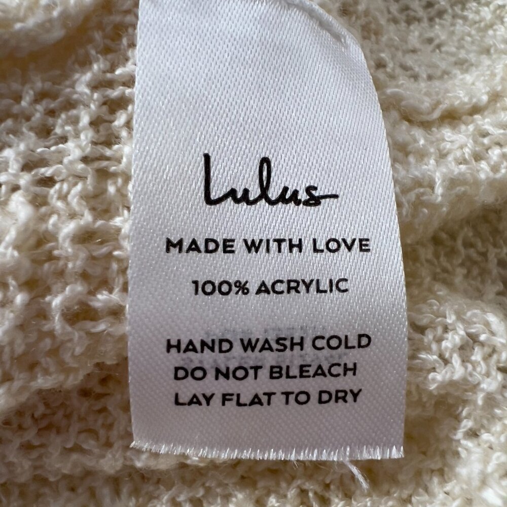 Lulus Women’s Small‎ Cream Knit Layered Semi Sheer Sweater Long Sleeve - Picture 7 of 10